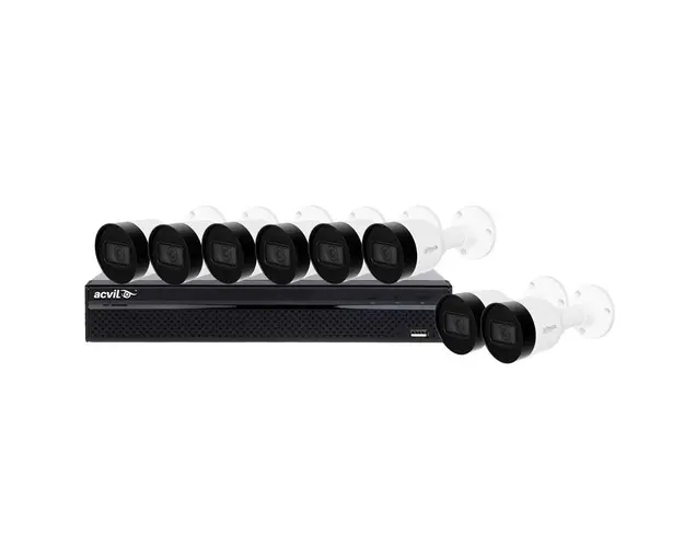 Sistem supraveghere exterior IP Dahua Acvil ACVDH-B8EXTIR30-5MP-M, 2.8 mm, 5 MP, IR 30 m, microfon, PoE