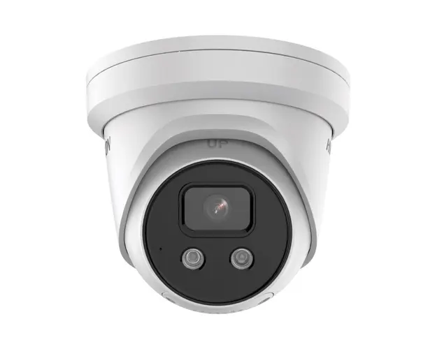 Camera supraveghere IP Dome Acusense Hikvision DS-2CD2386G2ISUSL4IP, 8 MP, 4 mm, IR 30 m, stroboscop, alarma, slot card, PoE