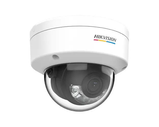 Camera supraveghere IP Dome Hikvision ColorVu DS-2CD1127G0-LUF(D), 2 MP, lumina alba 30 m, 2.8 mm, microfon, slot card, PoE