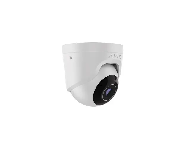 Camera supraveghere IP Dome Ajax TurretCam, 5 MP, 4 mm, IR 35 m, microfon, slot card, detectie obiecte prin AI, PoE, alb