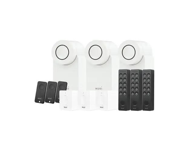 Kit control acces cu amprenta, PIN si buton Nuki All-in-one, 12 dispozitive, 20 amprente, 200 coduri PIN, bluetooth, Wi-Fi