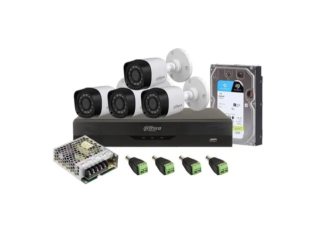 Sistem supraveghere exterior middle Dahua DH-M4XTIR20-4K, 8 MP, IR 20 m, 2.8 mm, 1 TB HDD, IoT, POS