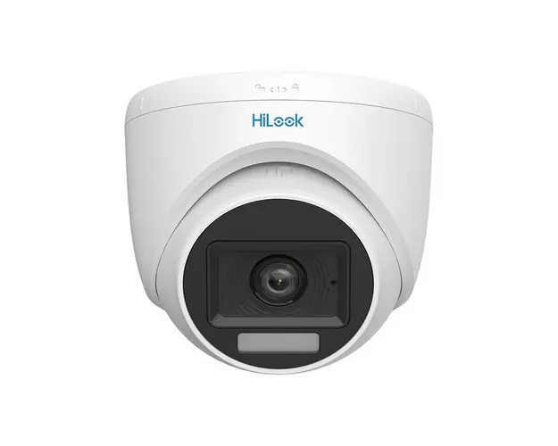 Camera supraveghere interior Dome Hikvision Smart Hybrid Light ColorVu HiLook THC-T129-LPS, 2 MP, 2.8 mm, IR/lumina alba 20 m, microfon incorporat