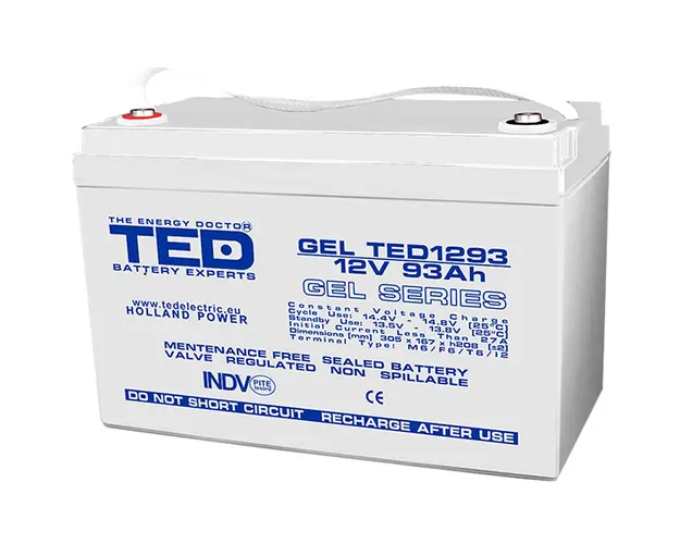 Acumulator AGM GEL TED TED003485, 12 V, 93 A