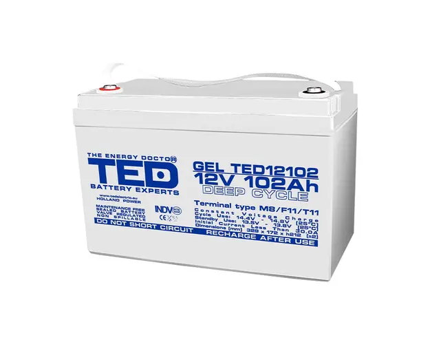 Acumulator AGM TED Deep Cycle TED003492, 12 V, 102 Ah, M8