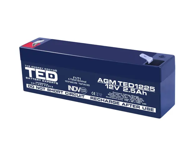 Acumulator AGM VRLA TED TED003096, 12 V, 2.5 A