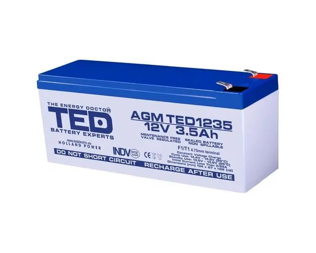 Acumulator AGM VRLA TED TED003133, 12 V, 3.5 A