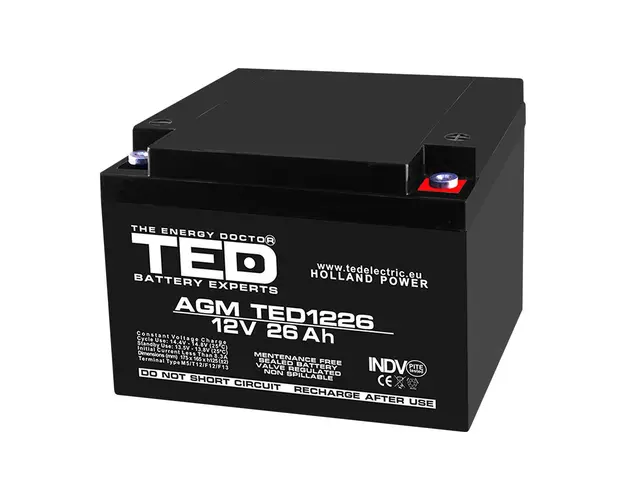 Acumulator TED AGM VRLA TED003638, 26 Ah, 12 V, M5