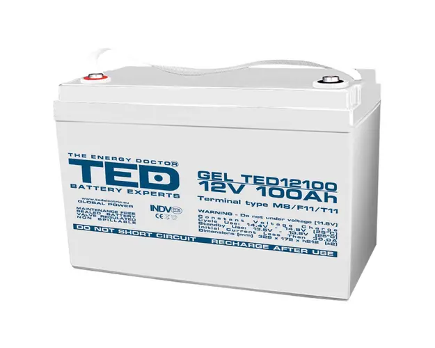 Acumulator TED AGM VRLA GEL TED004147, 12 V, 100 Ah, M8