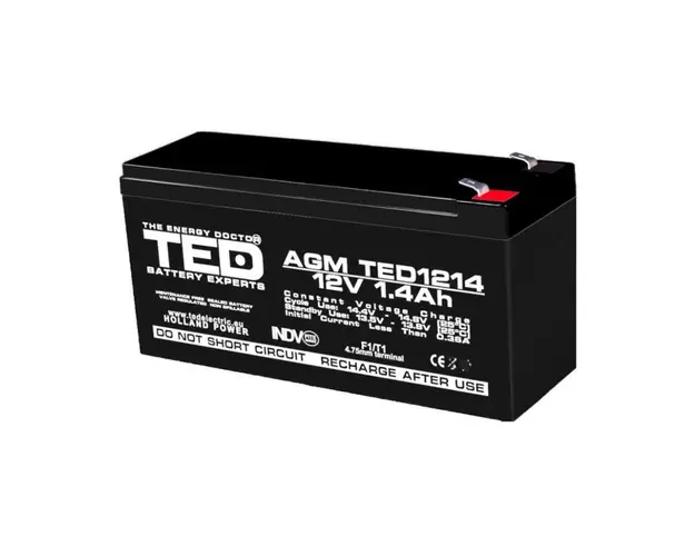 Acumulator TED AGM VRLA TED002716, 12 V, 1.4 Ah, F1