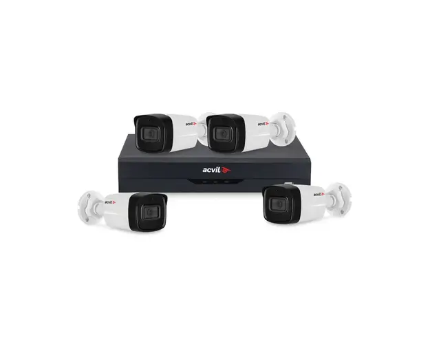 Sistem supraveghere exterior basic Acvil Pro Starlight ACV-B4EXT-80M-2MP-A, 4 camere, 2 MP, IR 80 m, 3.6 mm, audio prin coaxial, microfon