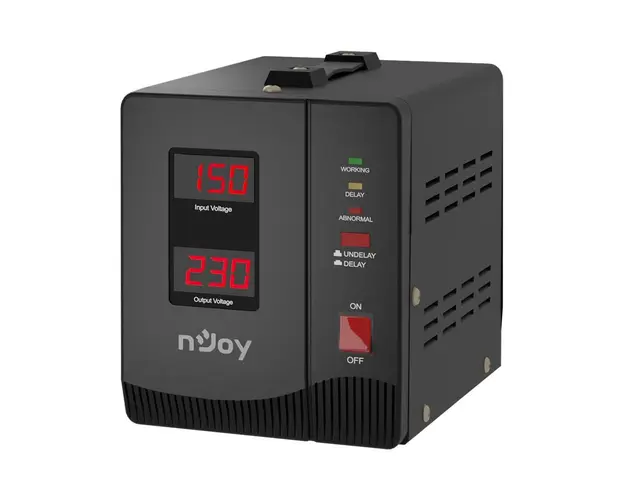 Stabilizator de tensiune cu 2 prize nJoy Alvis 2000 AVRL-20002AL-CS01B, 2000 VA / 1200 W