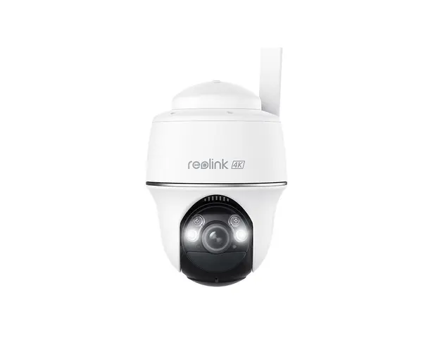 Camera supraveghere wireless Wi-Fi rotativa Speed Dome Reolink Argus PT B440, 4K, IR/lumina alba 10 m, microfon, dual band, acumulator 6000 mAh, PIR, slot card