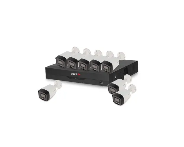 Sistem supraveghere exterior basic Dual Light Acvil Dahua ACVDH-B8EXTDUAL40-2MP, 8 camere, POS, IoT, 2 MP, IR/lumina alba 40 m, 3.6 mm