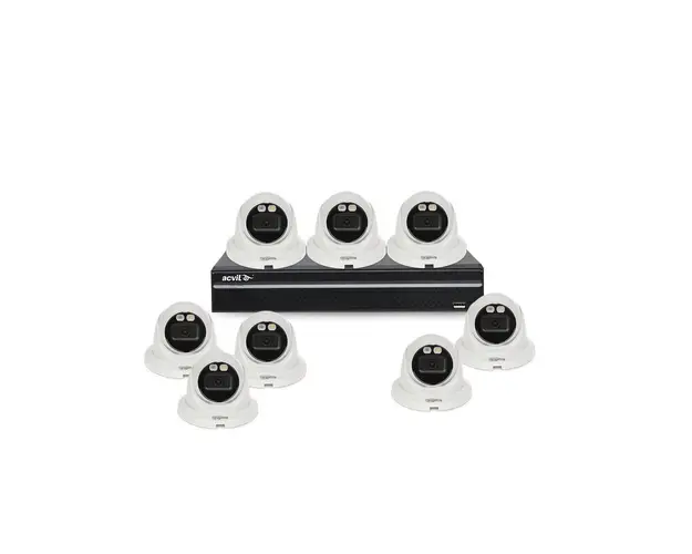 Sistem supraveghere IP interior Acvil B8INTIR/ALB30-4MP-M, 8 camere, 4 MP, IR / lumina alba 30 m, 2.8 mm, PoE, slot card, microfon