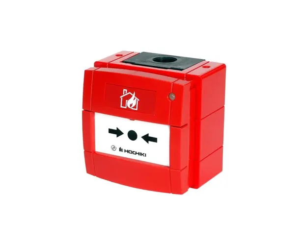 Buton de incendiu adresabil cu izolator la scurt-circuit Hochiki HCP-W(SCI), IP67, LED dual, cutie de montaj rosie