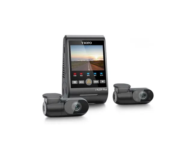 Camera auto tripla Viofo A229-PLUS-3CH, 2K/2K/Full HD, WiFi, GPS Logger, microfon, slot card, super night vision 2.0