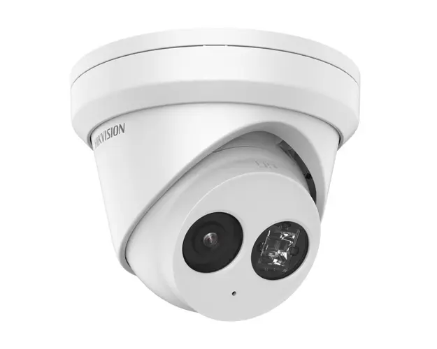 Camera supraveghere IP Dome Hikvision Acusense DS-2CD2383G2-IU-28, 8 MP, 2.8 mm, IR 30 m, PoE, microfon, slot card