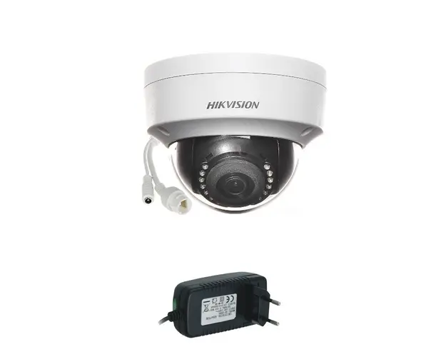 Camera supraveghere IP Dome Hikvision DS-2CD1123G0-I, 2 MP, 30 m, 2.8 mm + alimentare