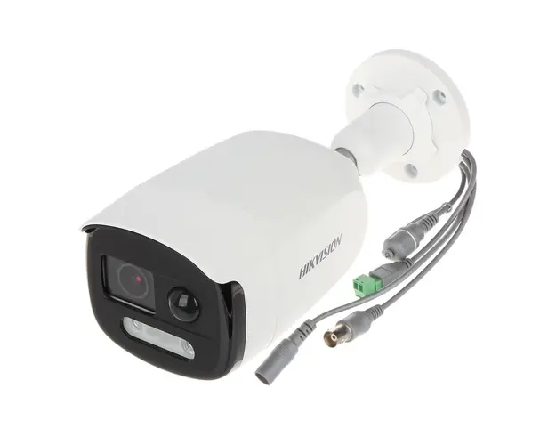 Camera supraveghere exterior Hikvision Turbo HD X ColorVu DS-2CE12DFT-PIRXOF2.8, 2 MP, lumina alba 40 m, 2.8 mm, sirena, PIR