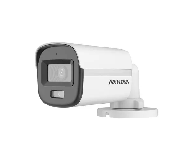 Camera supraveghere exterior Hikvision Mini Bullet Hybrid Light ColorVu DS-2CE10DF0T-LFS, 2 MP, 2.8 mm, IR/lumina alba 20 m, microfon