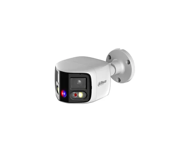 Camera supraveghere exterior IP Dahua WizSense TiOC Duo Active Deterrence IPC-PFW3849S-A180-E2-AS-PV-0280B, 2 x 4 MP, 2.8 mm, lumina alba 20 m, IR 25 m, microfon, slot card, PoE