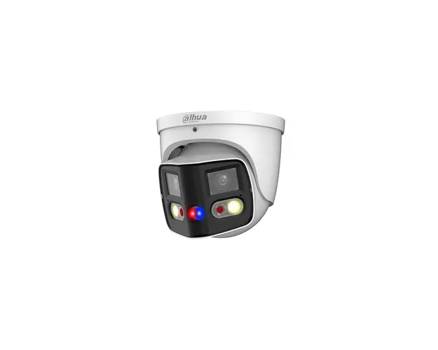 Camera supraveghere IP Dome Dahua WizSense TiOC Duo Active Deterrence IPC-PDW3849-A180-E2-AS-PV-0280B, 2 x 4 MP, 2.8 mm, lumina alba 20 m, IR 25 m, microfon, slot card, PoE
