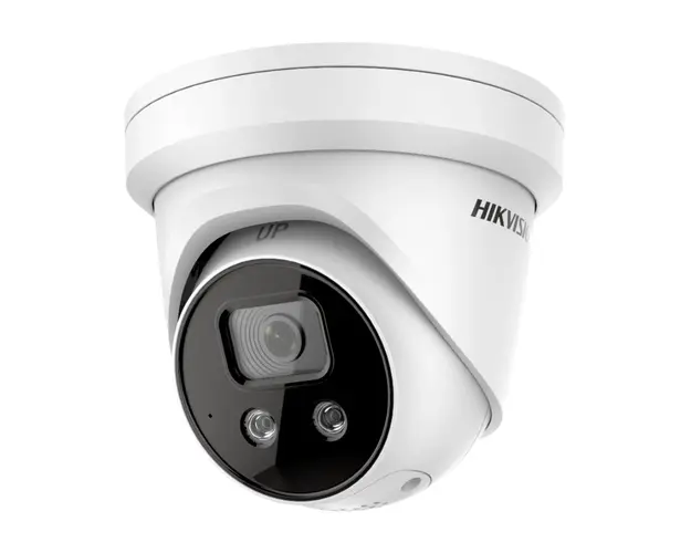 Camera supraveghere IP Dome Hikvision AcuSense DS-2CD2346G2-ISU/SL, 4 MP, IR 30 m, 2.8 mm, stroboscop, sirena, microfon
