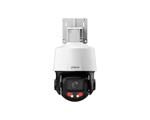 Camera supraveghere IP Speed Dome PTZ cu iluminare duala Dahua Active Deterrence TiOC SD3E410DB-GNY-A-PV1, 4 MP, 4 - 40 mm, IR 70 m, lumina alba 30 m, protectie perimetrala, detectie faciala, microfon si difuzor, slot card, PoE, 10x