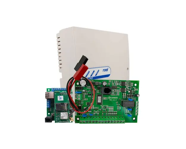 Centrala alarma antiefractie Cerber C52 cu comunicator IP/GPRS si carcasa cu traf, 2 partitii, 5 zone, 2 PGM