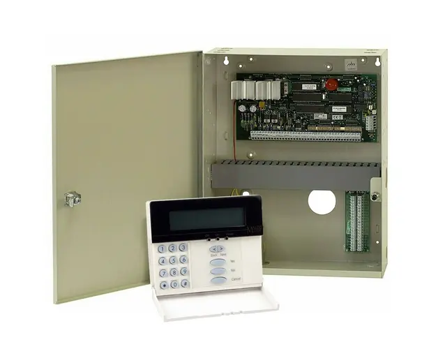 Centrala alarma antiefractie DSC Maxsys PC 6010 cu tastatura LCD 6501 si cutie metalica, 32 partitii, 16 zone, 1000 utilizatori