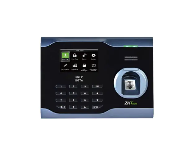 Controler de acces biometric IP ZKTeco TA-SILKFP-101TA-1, ecran 2.8 inch, parola, 3.000 amprente, 10.000 carduri, 100.000 evenimente