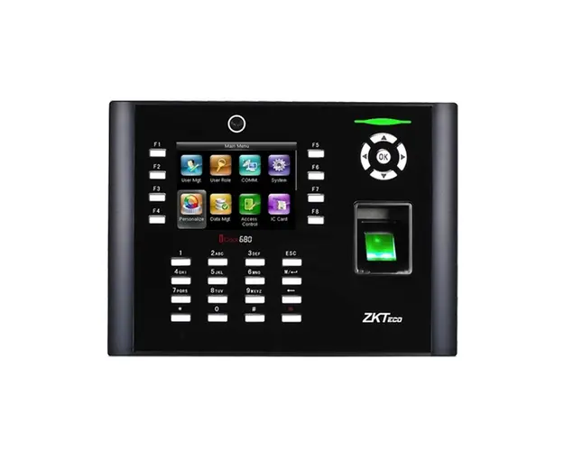 Controler de acces biometric IP ZKTeco TA-ICLOCK-680ZMM-1, ecran 3.5 inch, parola, 8.000 amprente, 10.000 carduri, 200.000 evenimente