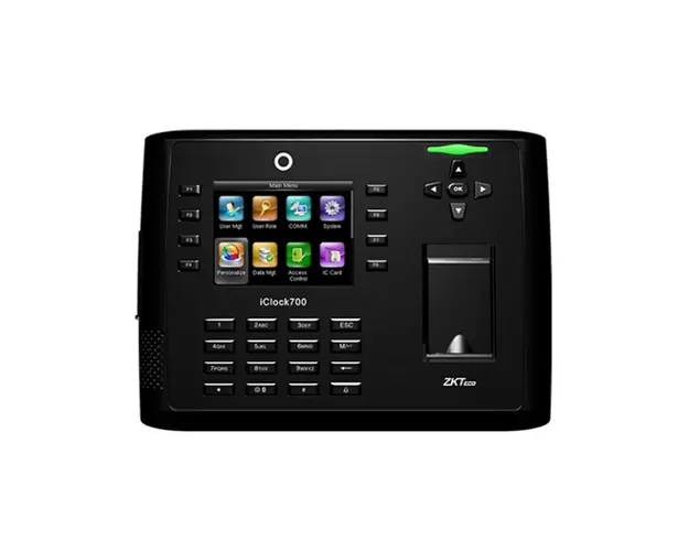 Controler de acces IP biometric ZKTeco TA-ICLOCK-700ZMM-0, ecran 3.5 inch, parola, 8.000 amprente, 10.000 carduri, 200.000 evenimente