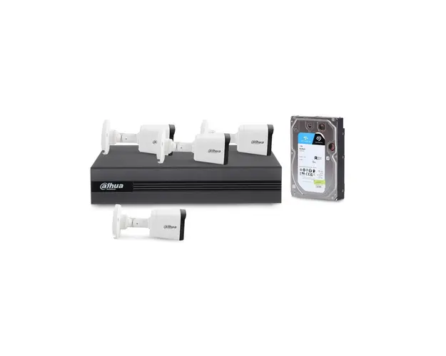 Sistem supraveghere exterior basic Dahua DH-4EXTIR20-2MP-A-1TB, 4 camere, 2 MP, 3.6 mm, IR 20 m, microfon, HDD 1TB