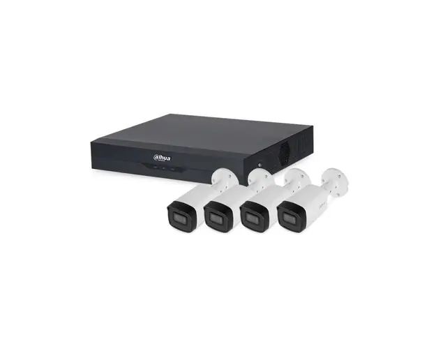 Sistem supraveghere exterior basic Dahua DH-B4EXTIR80M-A, 4 camere, 2 MP, IR 80 m, 3.6 mm, microfon