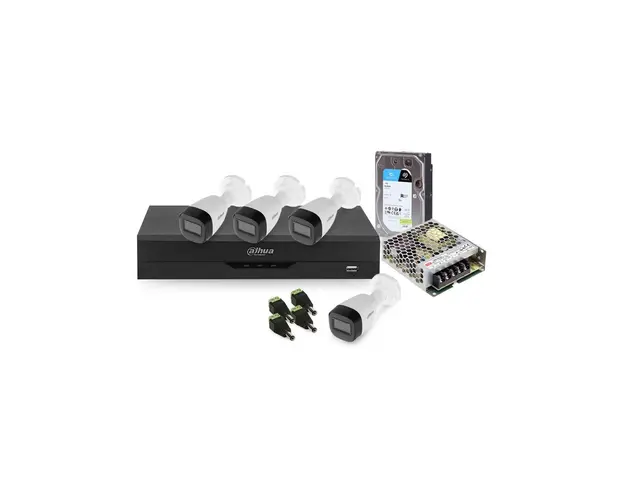 Sistem supraveghere exterior middle Dahua DH-M4EXTIR30-5MP, 4 camere, 5 MP, 2.8 mm, IR 30 m, HDD 1TB