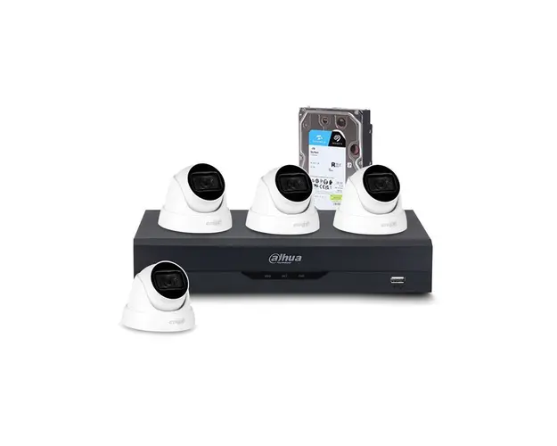 Sistem supraveghere interior basic Dahua WizSense DH-M4INT30IR-8MP-A, 4 camere, 8 MP, IR 30 m, 2.8 mm, PoS, IoT, HDD 1 TB, microfon