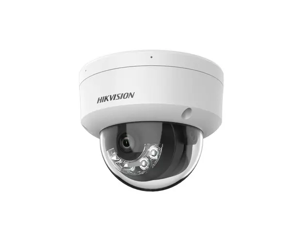 Camera supraveghere IP Dome Hikvision Hybrid Light DS-2CD1123G2-LIU, 2MP, 4 mm, IR/lumina alba 30 m, microfon, PoE