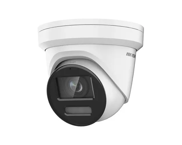 Camera supraveghere IP Dome Hikvision ColorVu DS-2CD2387G2-LSU/SL(2.8MM)(C), 8 MP, 2.8 mm, lumina alba 30 m, PoE, slot card, microfon, stroboscop, sirena