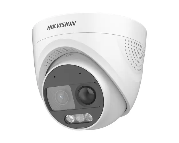Camera supraveghere Dome Hikvision ColorVu DS-2CE72DF3T-PIRXOS-2.8MM, 2 MP, 2.8 mm, lumina alba 20 m, PIR, microfon, sirena, stroboscop