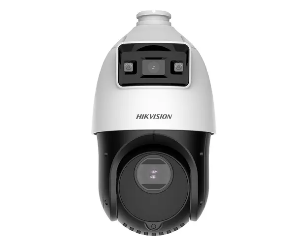 Camera supraveghere rotativa IP Speed Dome PTZ Duala Hikvision TandemVu DS-2SE4C425MWG-E14F0, 4 MP, 4.8-120 mm / 2.8 mm, motorizat, IR 100 m, lumina alba 30 m, x25,slot card, PoE+