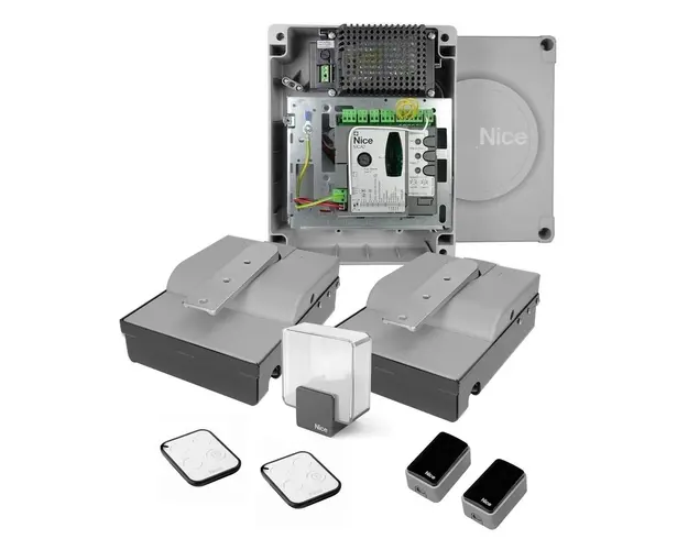 Kit automatizare poarta batanta Nice SFAB2024BDKCE, 2x2.3 m/canat, 24 V, 400 kg