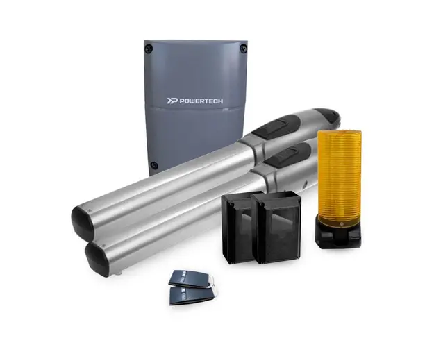 Kit automatizare poarta batanta Powertech PW-220FS, 200 Kg/canat, 2.5 m/canat, 24 V