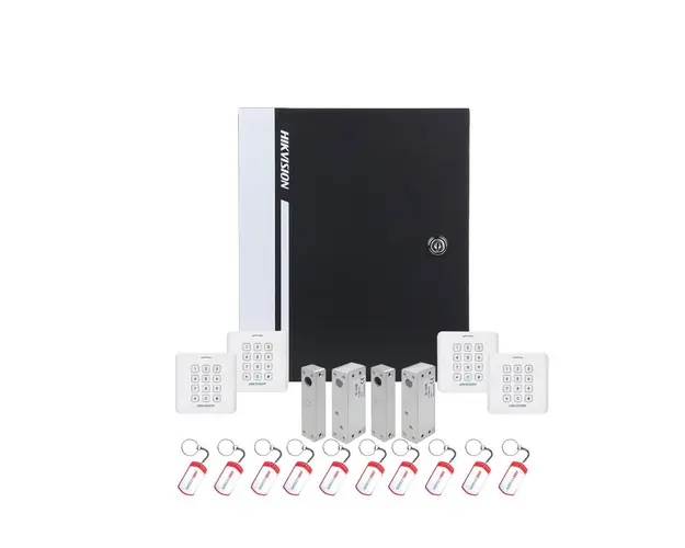 Sistem control acces Hikvision KIT-CA-2UBCCV2, cod, cartela, 13.56 KHz, doua usi bidirectionale 