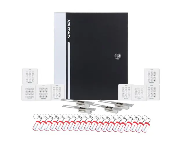 Sistem control acces Hikvision KIT-CA-4UBCC, cod, cartela, 13.56 KHz, patru usi bidirectionale 
