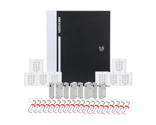 Sistem control acces Hikvision KIT-CA-4UBCCV2, cod, cartela, 13.56 MHz, patru usi bidirectionale 