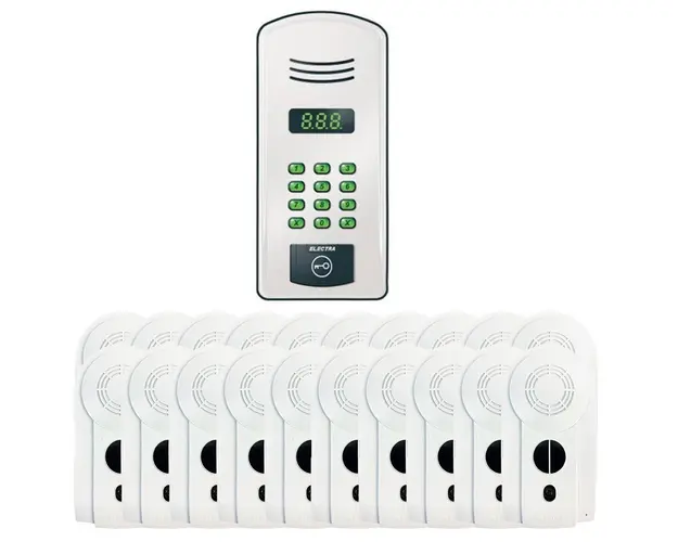 Kit interfon Electra PES.A255-20XIA02, 20 familii, aparent, inox