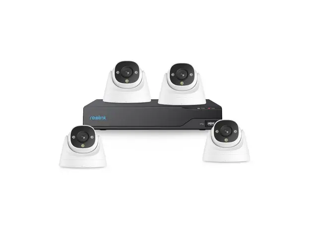 Sistem supraveghere interior IP basic Reolink KIT-RLK-4INTIP-12MP-30M-P-M, 4 camere, 12 MP, 4 mm, lumina alba / IR 30 m, microfon, difuzor, slot card, PoE