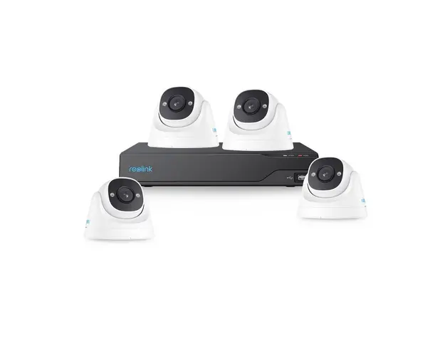Sistem supraveghere interior IP basic Reolink KIT-RLK-4INTIP-5MP-30M-P-M, 4 camere, 5MP, IR 30 m, 4 mm, microfon, detectie persoane/vehicule, slot card, PoE